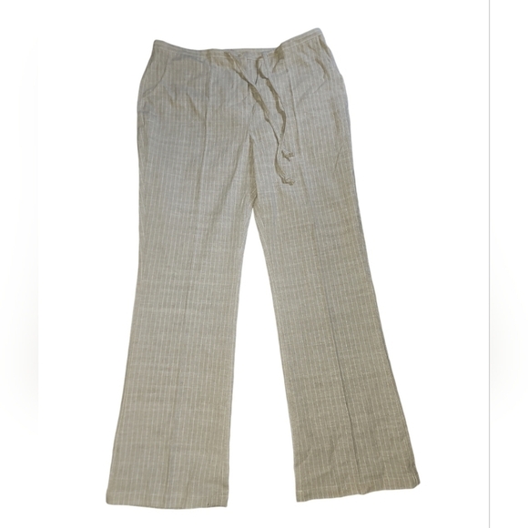 Haggar Pants - Urban Haggar Wide Leg Oatmeal White Stripe Thin Cotton Blend Pant Plus 16 Earthy